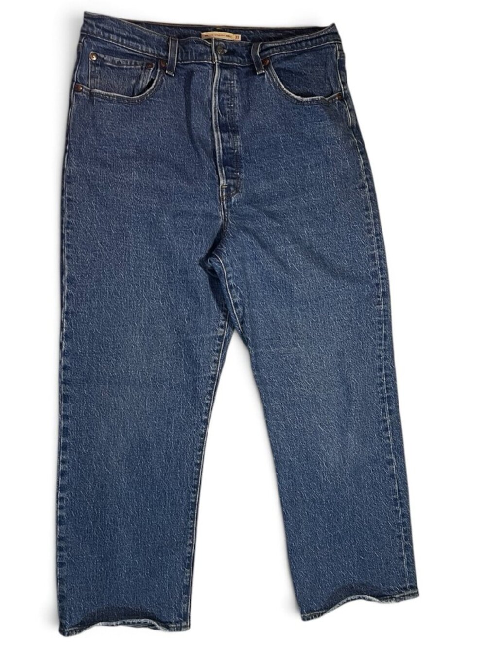 Levi's Ribcage Straight Ankle Jeans Womens 33 High Rise Button Fly